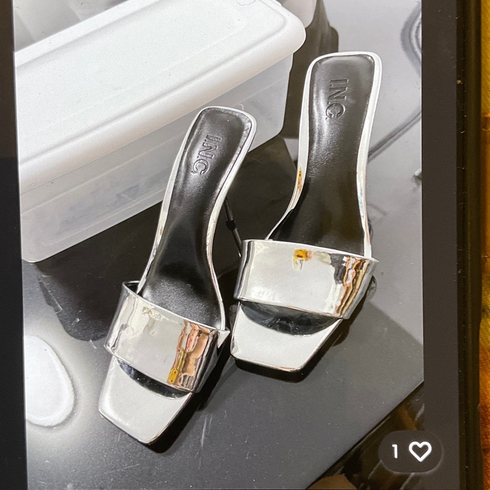 INC International Concepts Women's Metallic Silver Heels